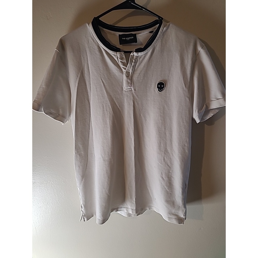 The Kooples Paris Mens White Cotton Short Sleeve Henley Neck T Shirt‎ Size M